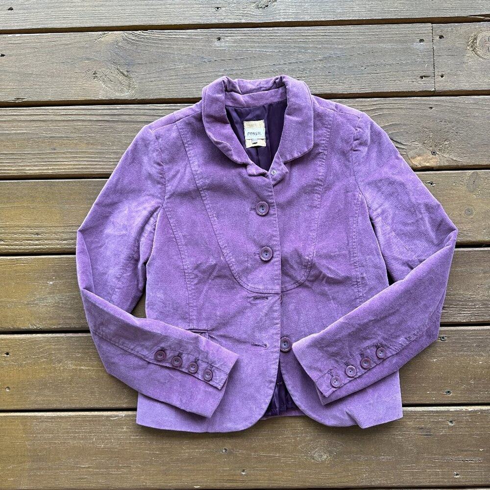 Fossil Vintage Purple Velvet Blazer Jacket